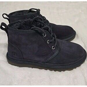 UGG Neumel Suede Fur Chukka BOOTS New Navy Gray Women’s Size 6